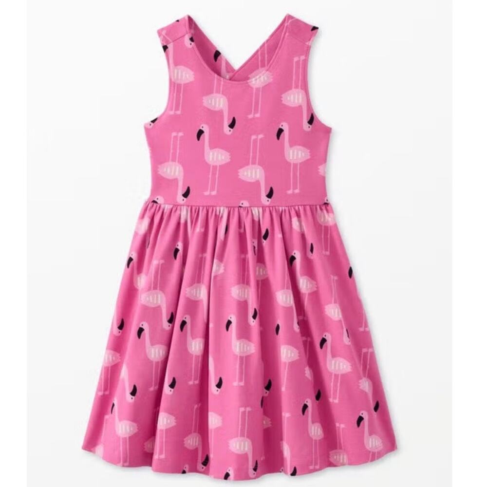 HANNA ANDERSSON | Print Crossback Skater Dress with Pockets Flamingo Lagoon Pink